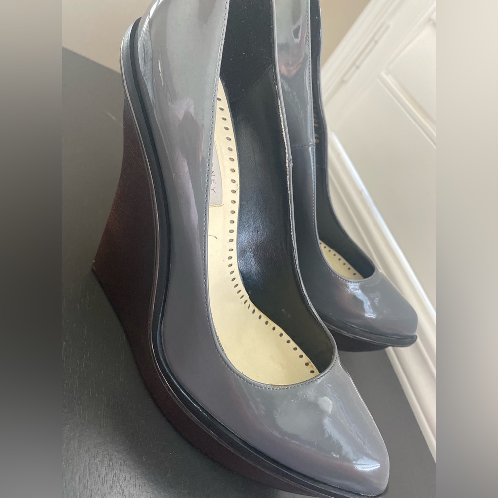 Stella McCartney wood edge heels